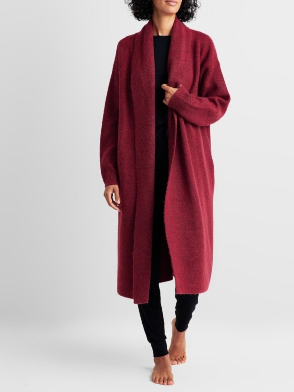 State of Day Women's Knit Long-Sleeve Duster Robe Maraschi Loungewear M/L NWT